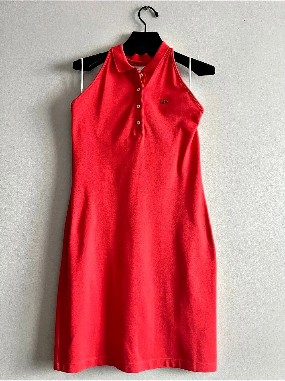 New Lacoste Pink Halter Neck Polo Mini Dress Size 40 US 8 Vintage Y2K Tenniscore